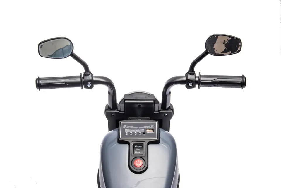 Motorek Chopper FASTER na akumulator dla dzieci Szary + Radio FM + Panel audio + LED w sklepie Wasserman.eu