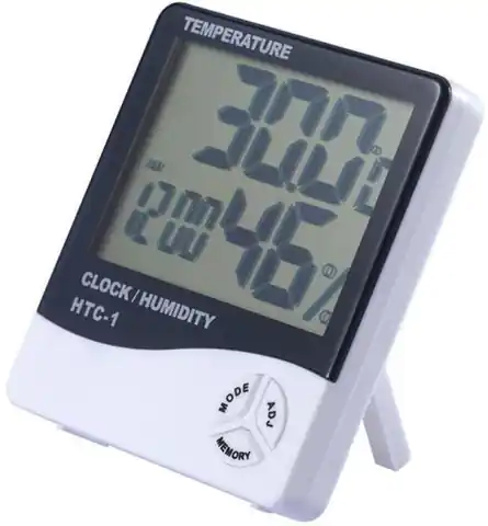 ⁨Hygrometer Thermometer Clock Moisture Meter HTC-1⁩ at Wasserman.eu