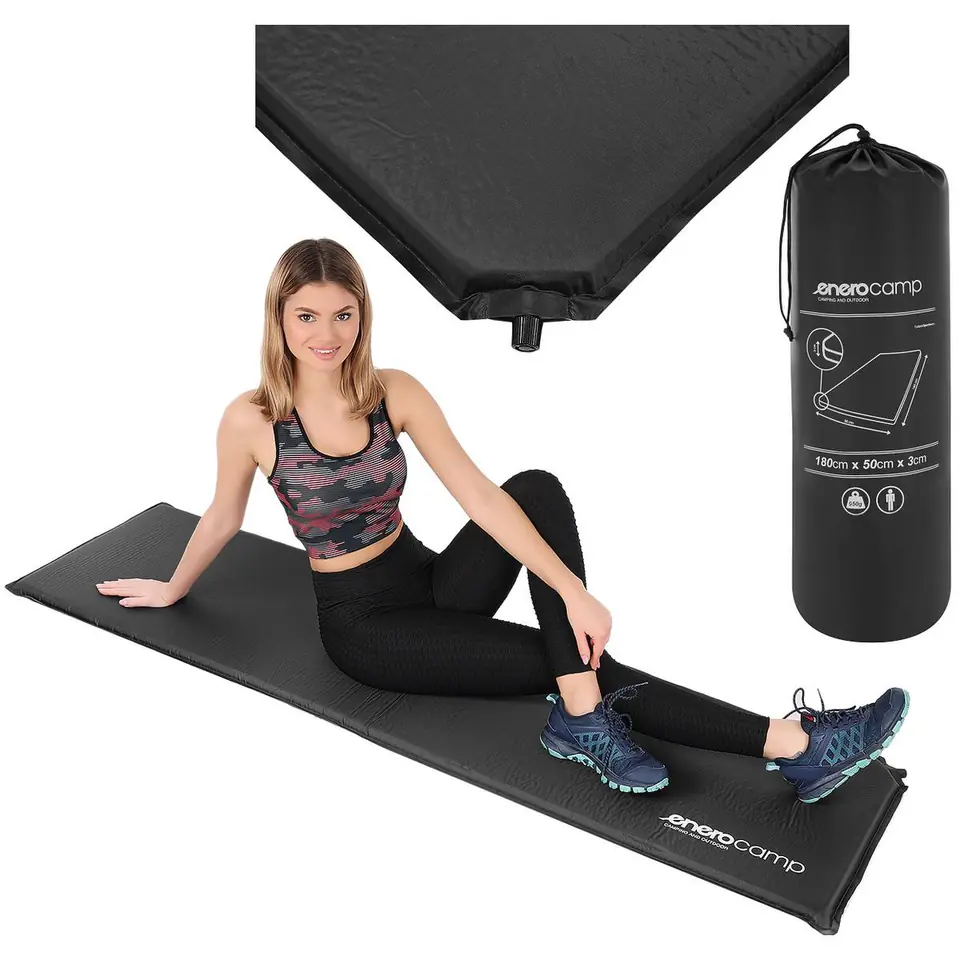 ⁨MATA SAMOPOMPUJĄCA TURYSTYCZNA MATERAC 180X50X3CM CZARNA⁩ w sklepie Wasserman.eu