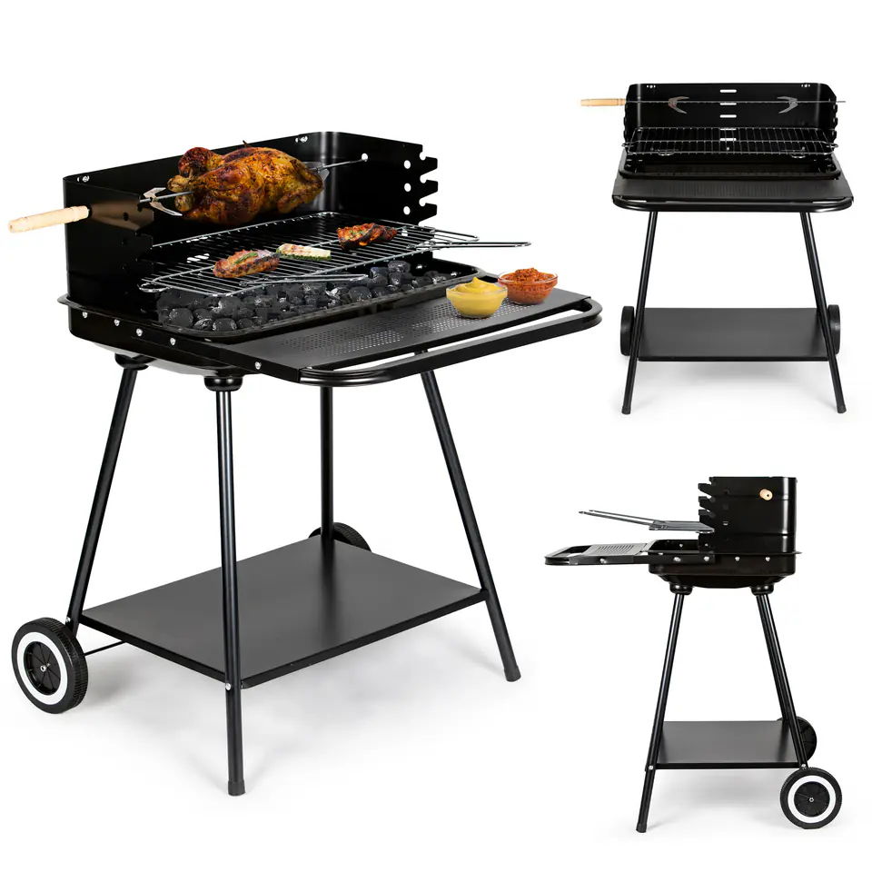 ⁨Grill ogrodowy z rożnem i regulacją rusztu + dwie duże półki MultiGarden⁩ w sklepie Wasserman.eu