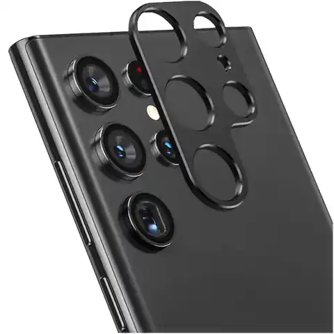 ⁨Metalowa osłonka do Samsung Galaxy S24 Ultra ochronna na wyspe aparat obiektyw Alogy Metal Lens Czarna⁩ w sklepie Wasserman.eu