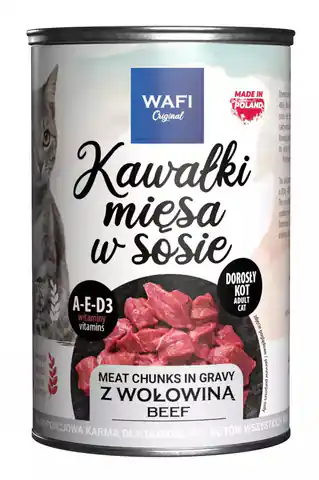 ⁨WAFI Meat chunks in gravy Beef - wet cat food - 415 g⁩ at Wasserman.eu