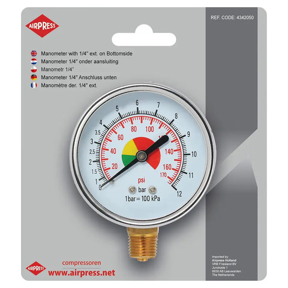 ⁨MANOMETR 1/4'' DOLNY GWINT⁩ w sklepie Wasserman.eu