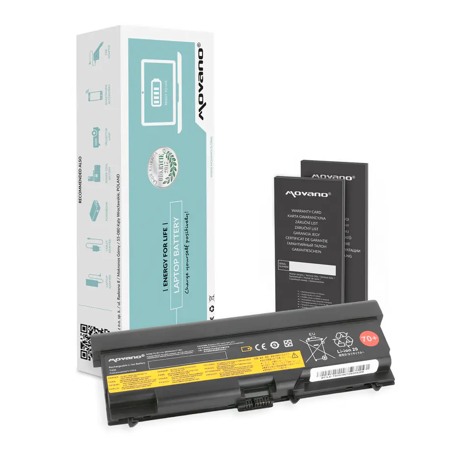 ⁨Bateria Movano do Lenovo ThinkPad T430, T530 (6600mAh)⁩ w sklepie Wasserman.eu