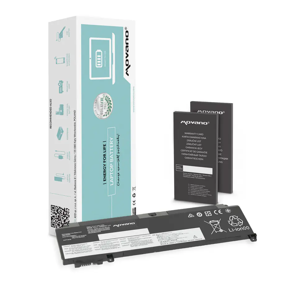 Bateria Movano do Lenovo ThinkPad T460s, T470s - przednia bateria w sklepie Wasserman.eu