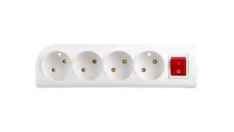 ⁨Extension cable splitter with 4-socket b/u switch white GN-4W⁩ at Wasserman.eu
