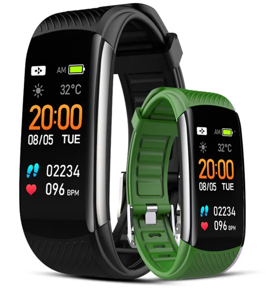 ⁨Smartband Giewont Black GW200-5 + Green Strap⁩ at Wasserman.eu