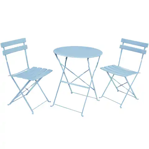 ⁨Zestaw balkonowy Orion stół + 2 krzesła Niebieski⁩ w sklepie Wasserman.eu