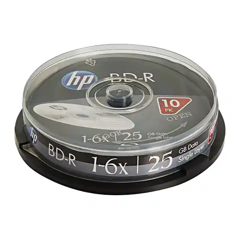 ⁨HP BD-R, Single Layer 25GB, Standard, cake box, BRE00071-3, 69321, 6x, 10-pack, do archiwizacji danych⁩ w sklepie Wasserman.eu