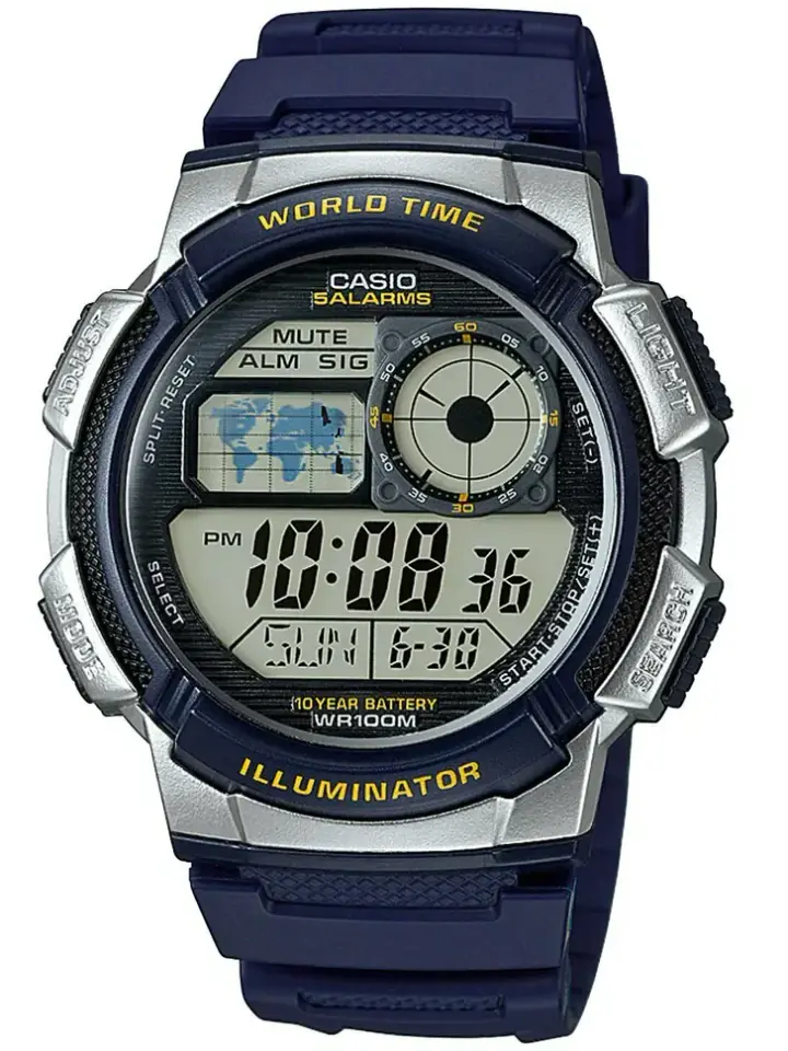 ⁨ZEGAREK MĘSKI CASIO AE-1000W 2AV (zd073e) - WORLD TIME + BOX⁩ w sklepie Wasserman.eu