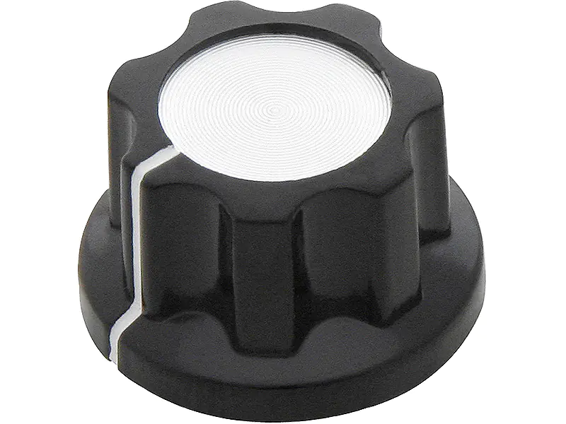 Gałka pot bakelitowa czar/sreb śred 19mm w sklepie Wasserman.eu