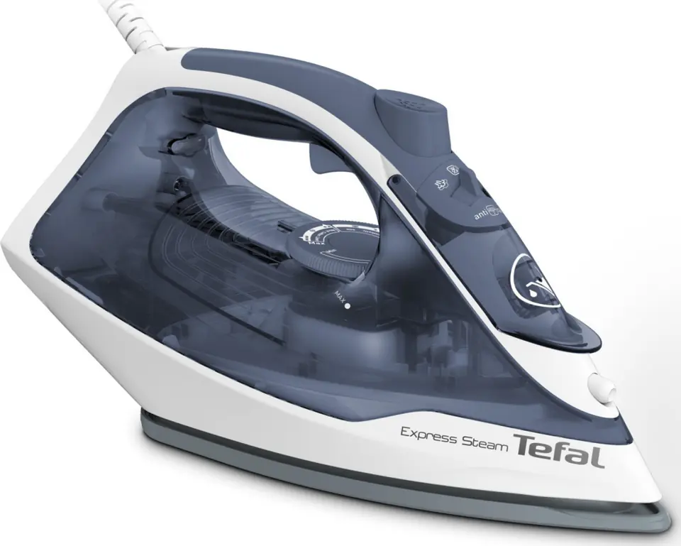 ⁨Tefal Express Steam FV2837 Dry & Steam iron Cerilium soleplate 2400 W Blue, Grey, White⁩ at Wasserman.eu