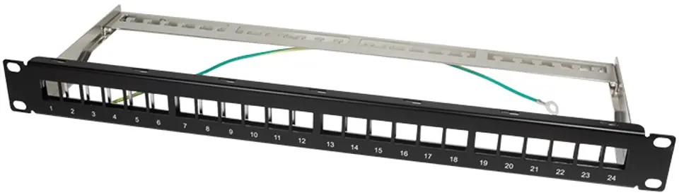 ⁨LOGILINK- Patchpanel Keystone 24-port, shielded, black⁩ at Wasserman.eu