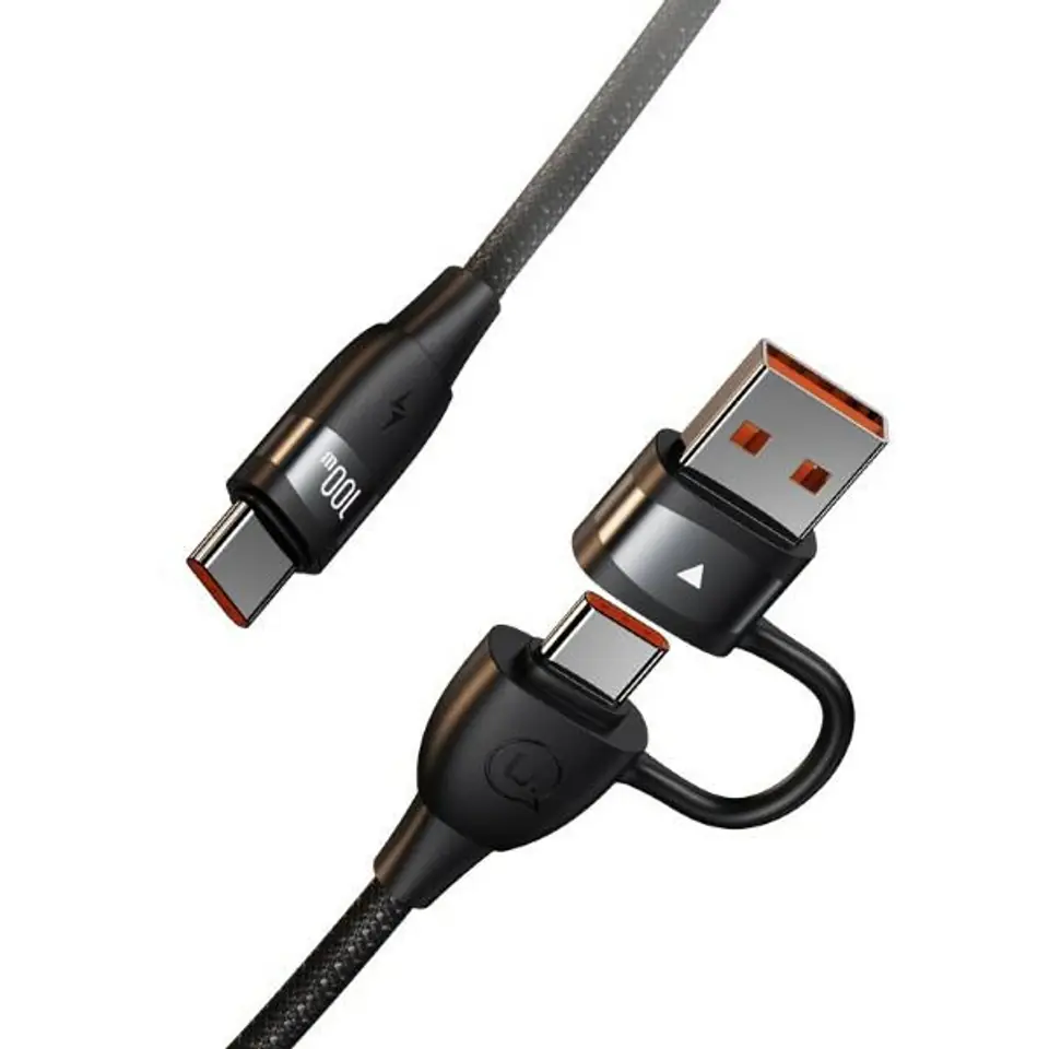 ⁨USAMS Kabel U85 2xUSB-C/USB-A 1,2m 100W PD Fast Charge czarny/black SJ654USB01 (US-SJ654)⁩ w sklepie Wasserman.eu