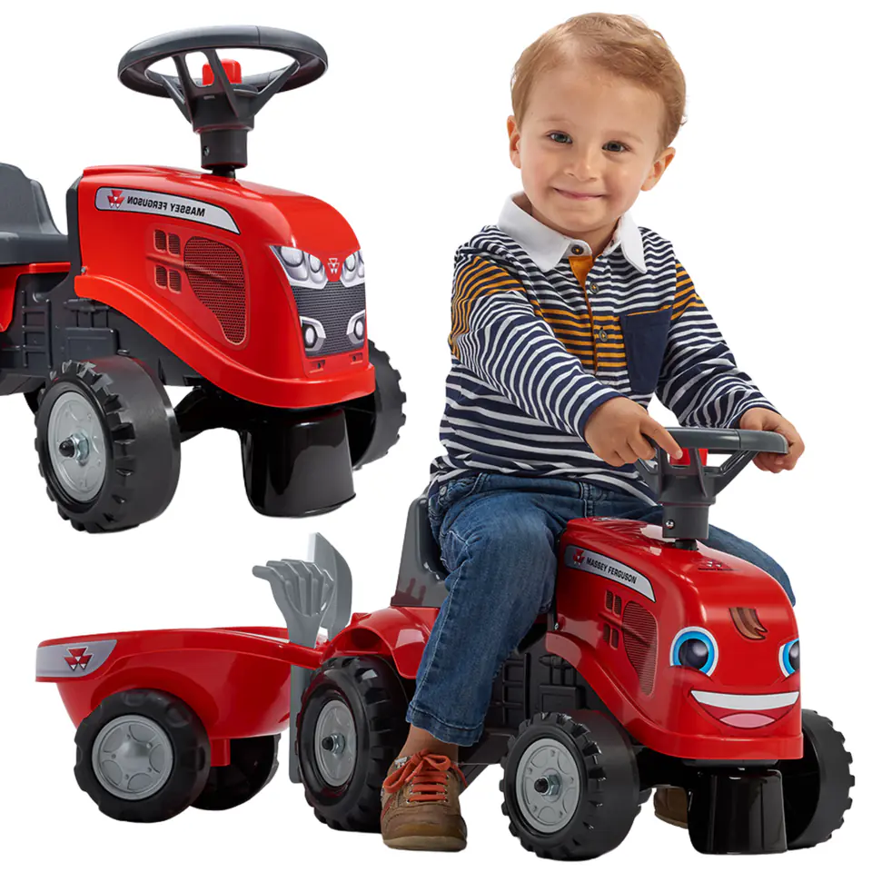 ⁨FALK Traktorek Baby Massey Ferguson Czerwony z Przyczepką + akc. Od 1 roku⁩ w sklepie Wasserman.eu