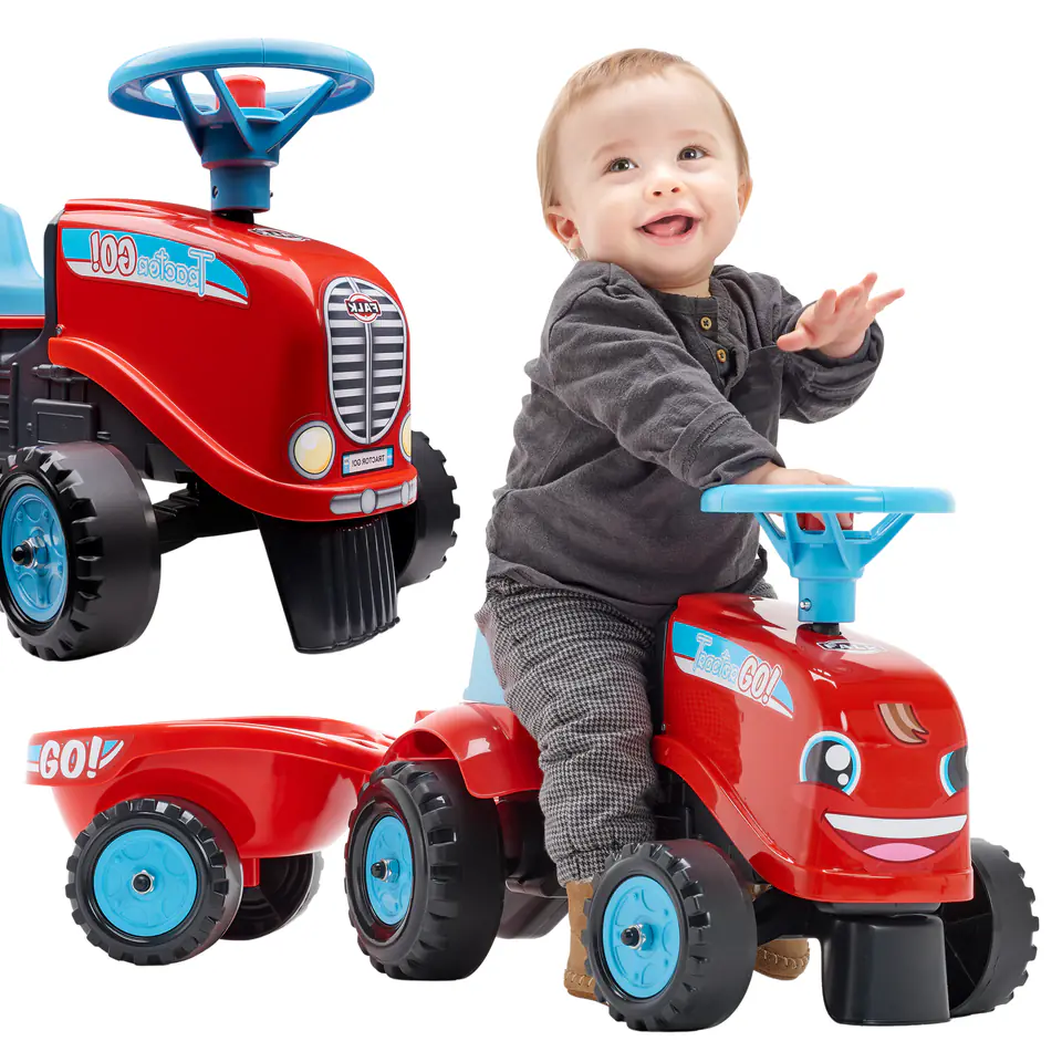 ⁨FALK Traktorek GO Czerwony z Przyczepką od 1 roku⁩ w sklepie Wasserman.eu
