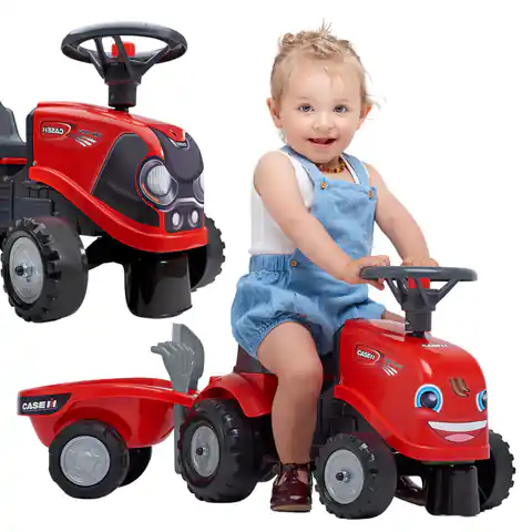 ⁨FALK Jeździk Traktorek Baby Case IH Ride-On Czerwony z Przyczepką + akc. od 12 miesięcy⁩ w sklepie Wasserman.eu
