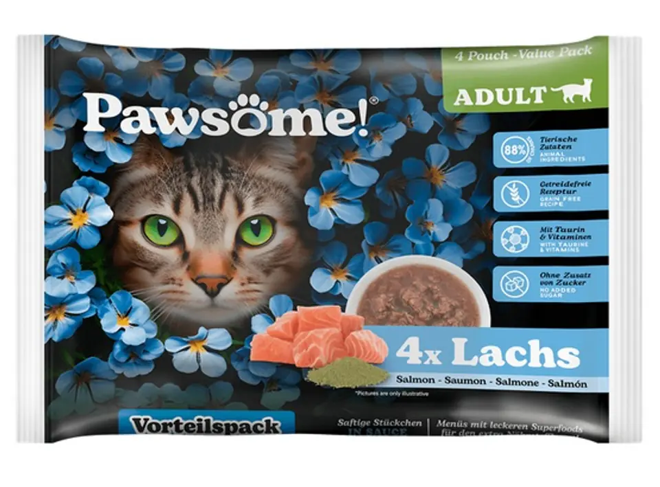 ⁨Pawsome Adult Lachs - łosoś saszetki 4x85g⁩ w sklepie Wasserman.eu