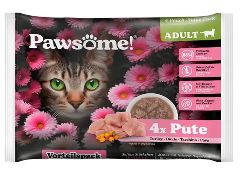 ⁨Pawsome Adult Pute - indyk saszetki 4x85g⁩ w sklepie Wasserman.eu