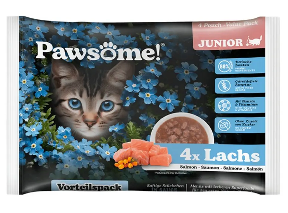 ⁨Pawsome Junior Lachs - łosoś saszetki 4x85g⁩ w sklepie Wasserman.eu