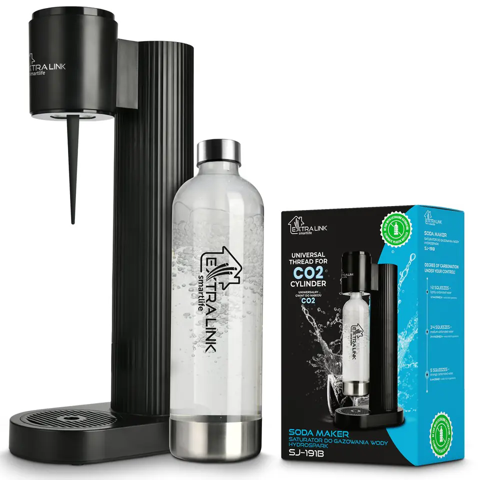 ⁨EXTRALINK SMART LIFE SATURATOR HYDROSPARK BLACK SJ-191B + BUTELKA 1L PET⁩ w sklepie Wasserman.eu