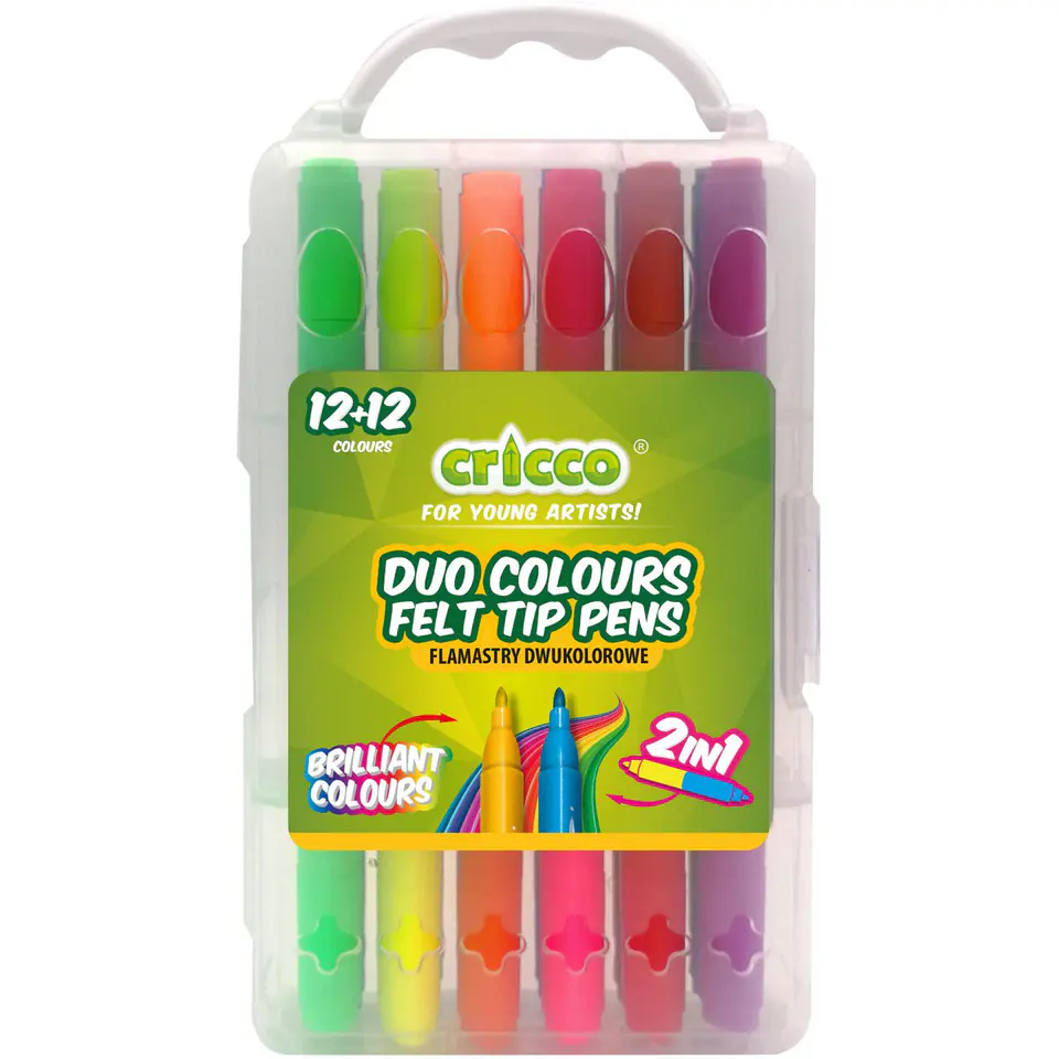 ⁨Flamastry dwustronne 12/24kol CRICCO w kasecie CR386K1224⁩ w sklepie Wasserman.eu