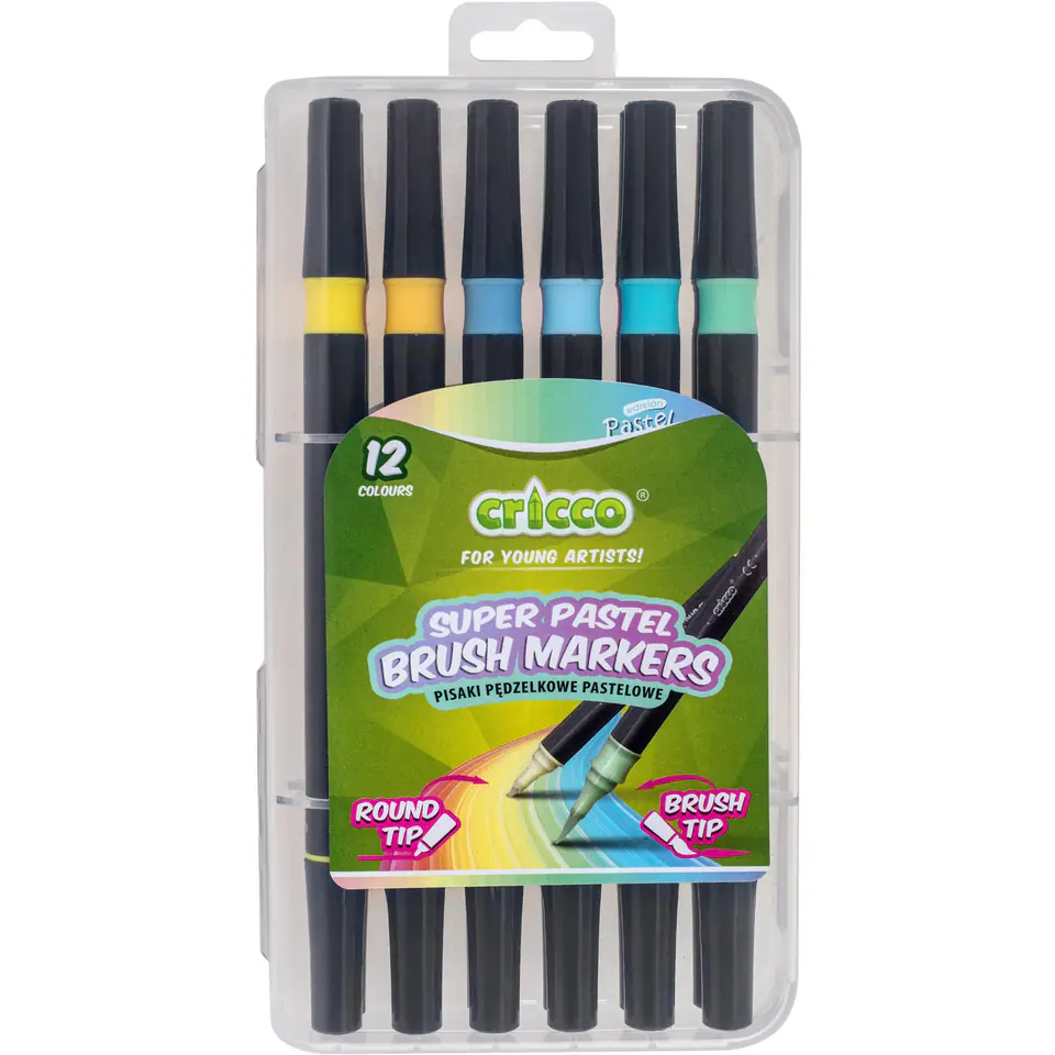 ⁨Pisaki pastelowe pędzelkowe dwustronne 12 kolorów CRICCO CR385K12P⁩ w sklepie Wasserman.eu