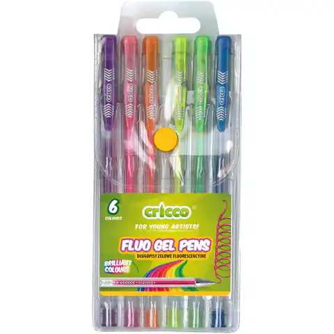 ⁨Długopis żelowy fluorescencyjny 6 kolorów CRICCO w etui CR816W6⁩ w sklepie Wasserman.eu