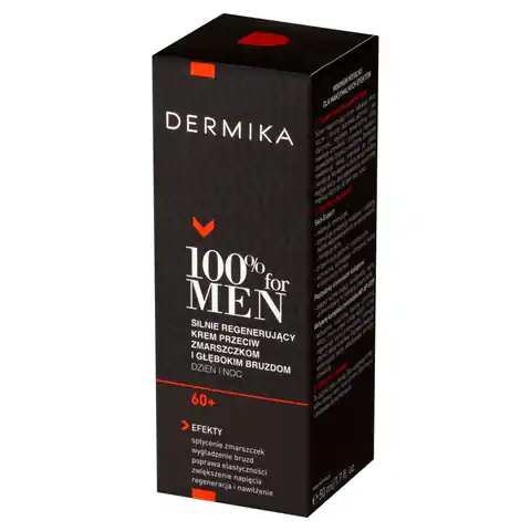 ⁨DERMIKA 100% for Men Silnie regenerujący krem przeciw zmarszczkom i głębokim bruzdom 60+ dzień/noc 50 ml⁩ w sklepie Wasserman.eu