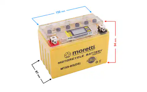 ⁨Akumulator Moretti AGM (I-Gel) MTX9-BS ze wskaźnikiem⁩ w sklepie Wasserman.eu