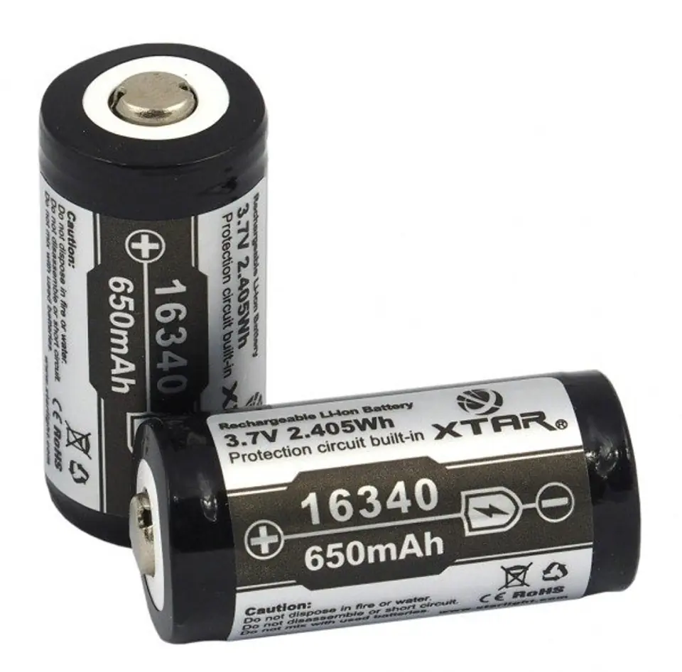 ⁨Akumulator XTAR 16340 / R-CR123 3,7V Li-ion 650mAh z zabezpieczeniem⁩ w sklepie Wasserman.eu