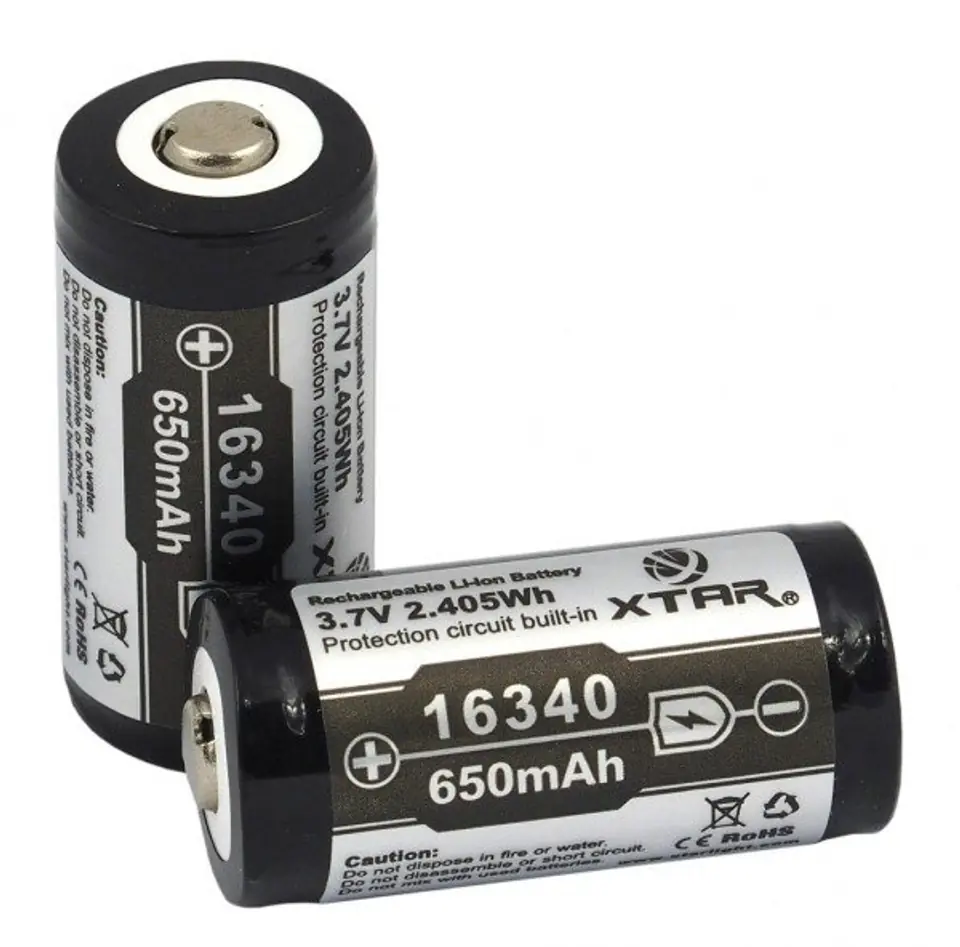 Akumulator XTAR 16340 / R-CR123 3,7V Li-ion 650mAh z zabezpieczeniem w sklepie Wasserman.eu