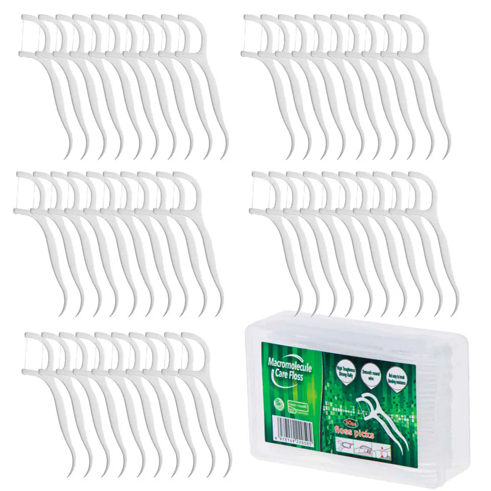 ⁨Dental floss toothpick thread 50pcs⁩ at Wasserman.eu