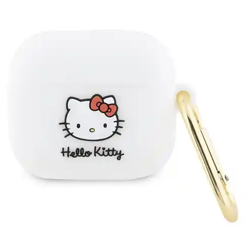 ⁨Oryginalne Etui APPLE AIRPODS 3 Hello Kitty Silicone 3D Kitty Head (HKA33DKHSH) białe⁩ w sklepie Wasserman.eu