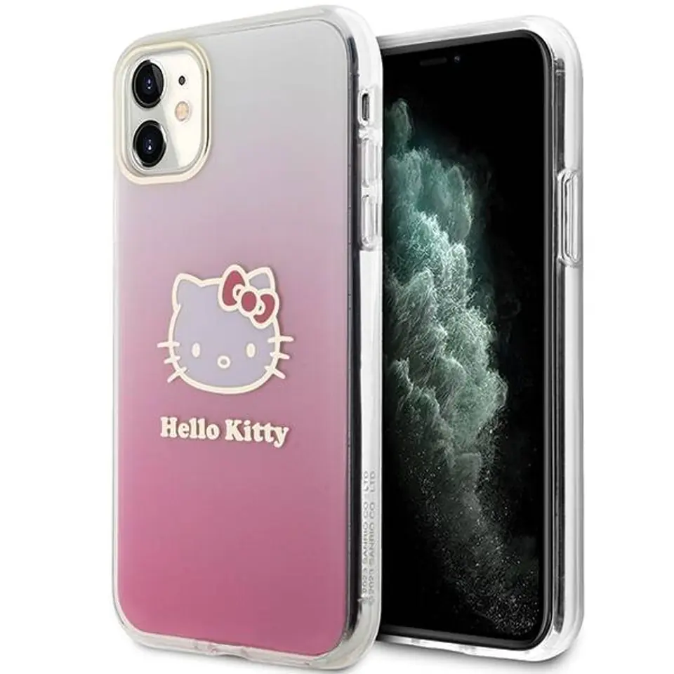 ⁨Oryginalne Etui IPHONE 11 Hello Kitty Hardcase IML Gradient Electrop Kitty Head (HKHCN61HDGKEP) różowe⁩ w sklepie Wasserman.eu