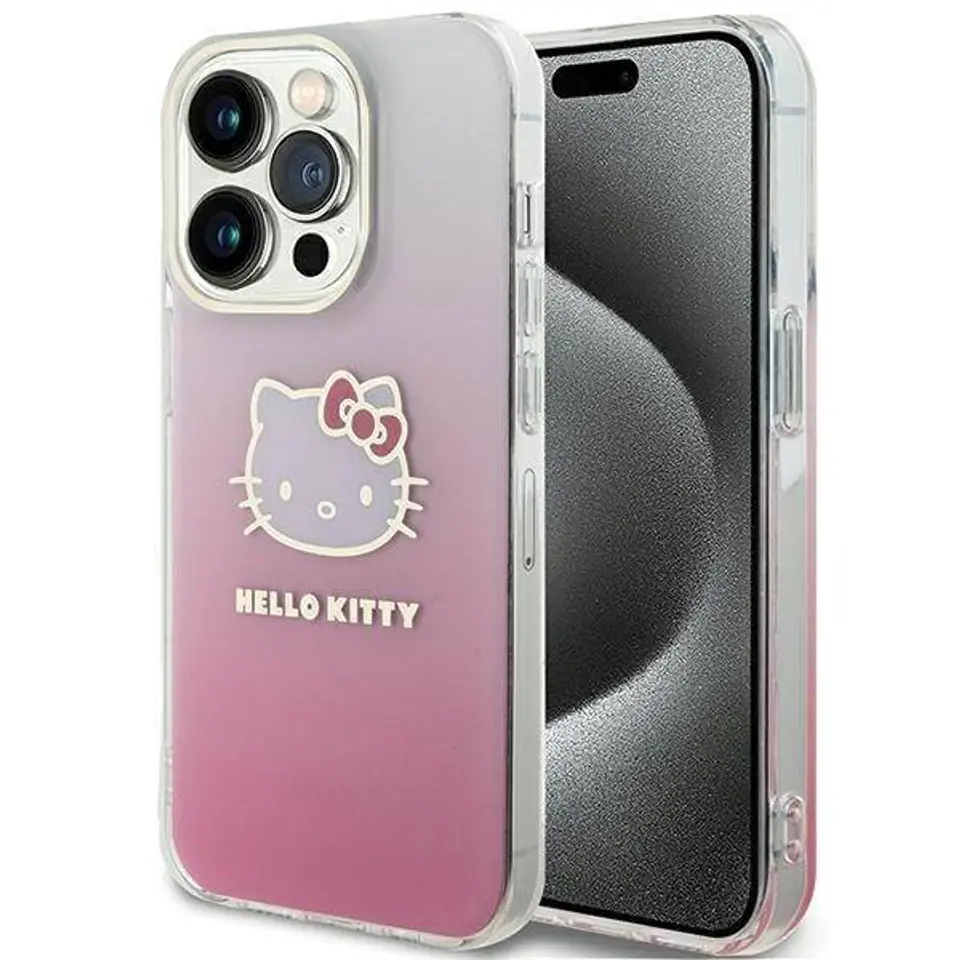 ⁨Oryginalne Etui IPHONE 13 PRO Hello Kitty Hardcase IML Gradient Electrop Kitty Head (HKHCP13LHDGKEP) różowe⁩ w sklepie Wasserman.eu