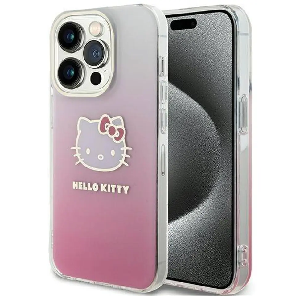 ⁨Oryginalne Etui IPHONE 13 PRO MAX Hello Kitty Hardcase IML Gradient Electrop Kitty Head (HKHCP13XHDGKEP) różowe⁩ w sklepie Wasserman.eu