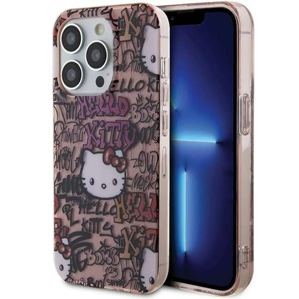 ⁨Oryginalne Etui APPLE IPHONE 15 PRO Hello Kitty Hardcase IML Tags Graffiti (HKHCP15LHDGPTP) różowe⁩ w sklepie Wasserman.eu