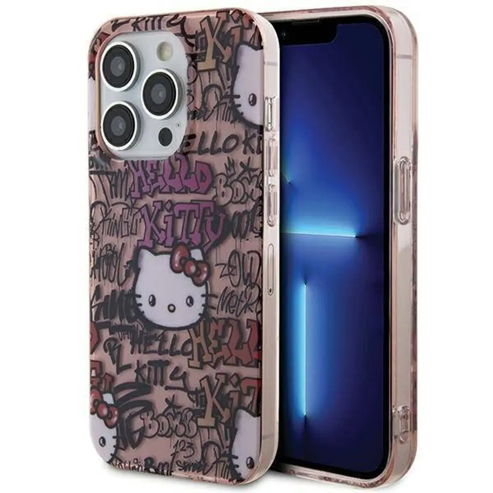 ⁨Oryginalne Etui APPLE IPHONE 15 PRO MAX Hello Kitty Hardcase IML Tags Graffiti (HKHCP15XHDGPTP) różowe⁩ w sklepie Wasserman.eu