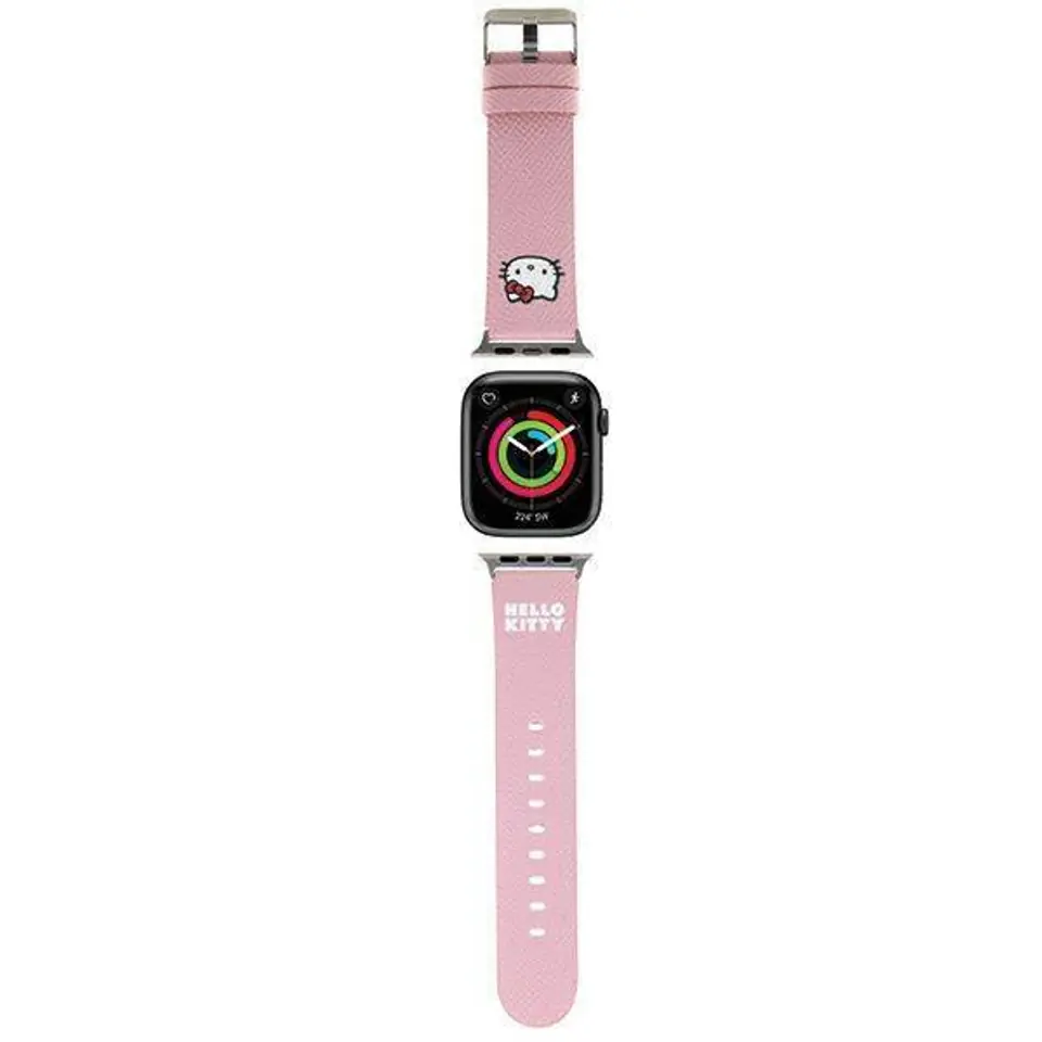 Pasek do APPLE WATCH 1 / 2 / 3 / 4 / 5 / 6 / SE / 7 / 8 (38 / 40 / 41 mm) Hello Kitty Strap Kitty Head (HKAWMPGKHP) różowe w sklepie Wasserman.eu