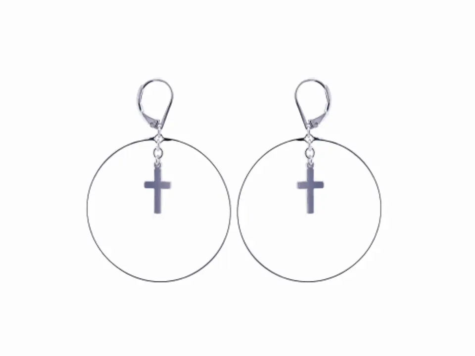 ⁨Wheel earrings with crosses (P15021AG)⁩ at Wasserman.eu