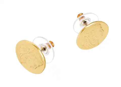 ⁨Stick earrings larger coins (P15/MON/49AU)⁩ at Wasserman.eu