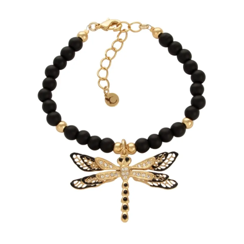 ⁨Bransoletka onyks ważka emalia z kolekcji Mystical Moments (B22/WAŻ/18/1AU)⁩ w sklepie Wasserman.eu