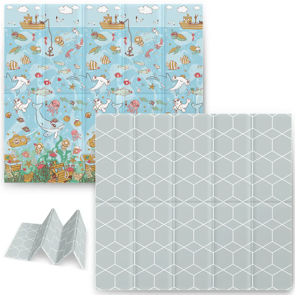 ⁨Mata piankowa edukacyjna składana 200 x 180 x 1 cm Nukido NK-340 ocean⁩ w sklepie Wasserman.eu