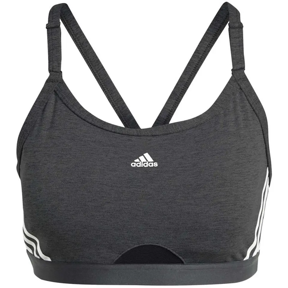 ⁨Stanik sportowy adidas Aeroreact Training Light-Support 3-Stripes Bra W (kolor Szary/Srebrny, rozmiar XL)⁩ w sklepie Wasserman.eu