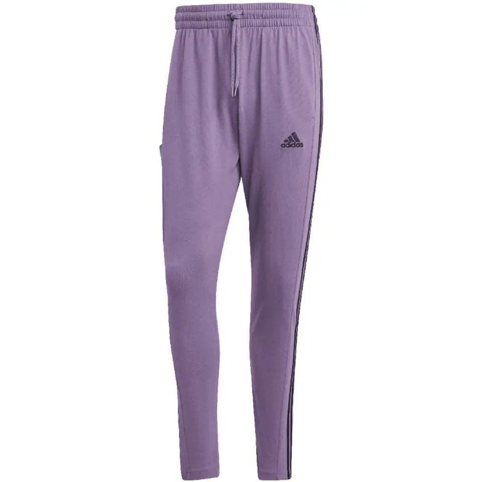 ⁨Spodnie adidas Essentials Single Jersey Tapered Open Hem 3-Stripes M (kolor Fioletowy, rozmiar L)⁩ w sklepie Wasserman.eu