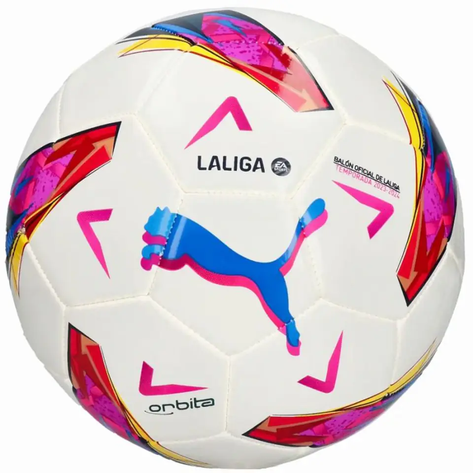 ⁨Piłka Puma Orbita Laliga 1 MS Jr (kolor Biały. Różowy, rozmiar 5)⁩ w sklepie Wasserman.eu