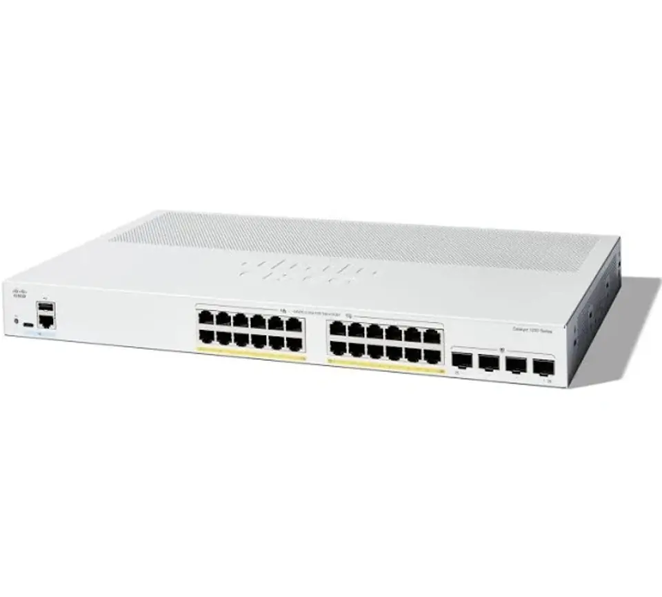 ⁨Cisco Catalyst 1200-24FP-4G Smart Switch, 24 Port GE, Full PoE, 4x1GE SFP, Limited Lifetime Protection (C1200-24FP-4G)⁩ at Wasserman.eu