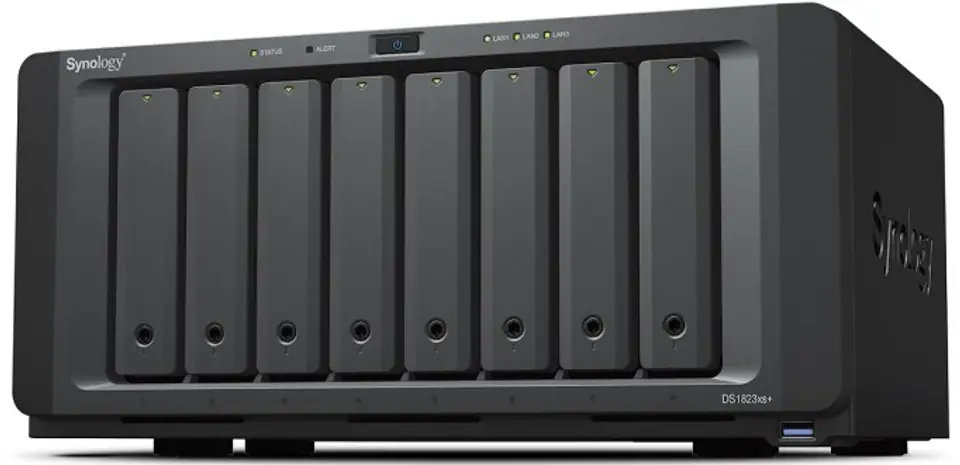 ⁨Synology DiskStation DS1823XS+ NAS/storage server Tower AMD Ryzen V1780B 8 GB DDR4 DiskStation Manager Black⁩ at Wasserman.eu