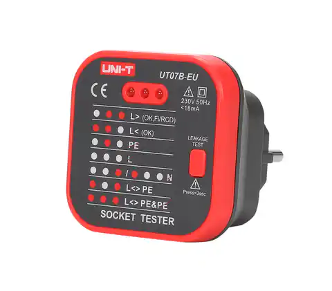 ⁨AC Socket Tester mit RCD Checking Uni-T UT07B-EU⁩ im Wasserman.eu